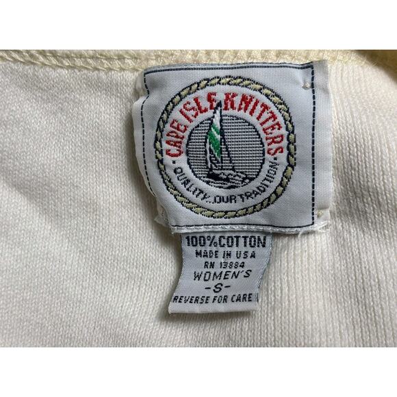 Cape Isle Knitters Classic Cream Cardigan Sweater Womens Sz S Long Sleeve *READ - Picture 3 of 7